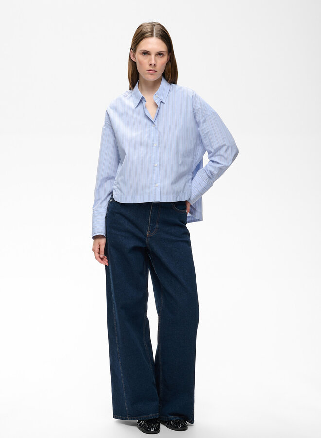 Chemise InWear Halen courte bleue rayée