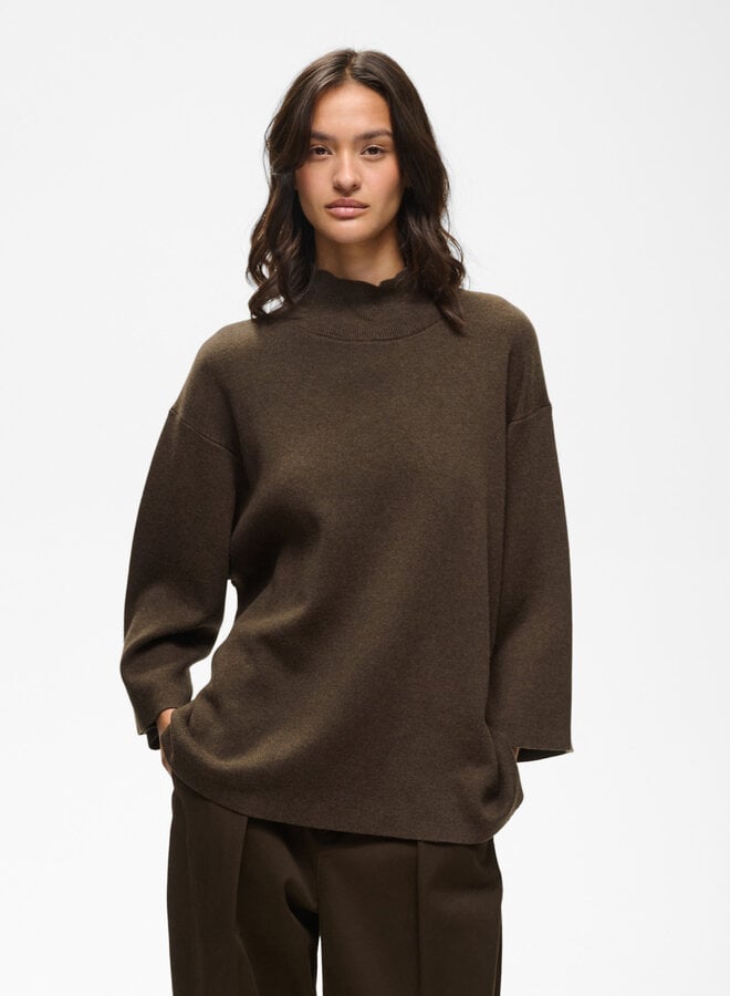 Tricot InWear Tilda à col montant en coton brun chocolat mélange