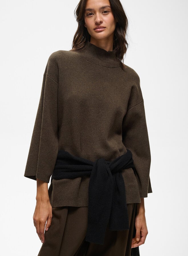 Tricot InWear Tilda à col montant en coton brun chocolat mélange