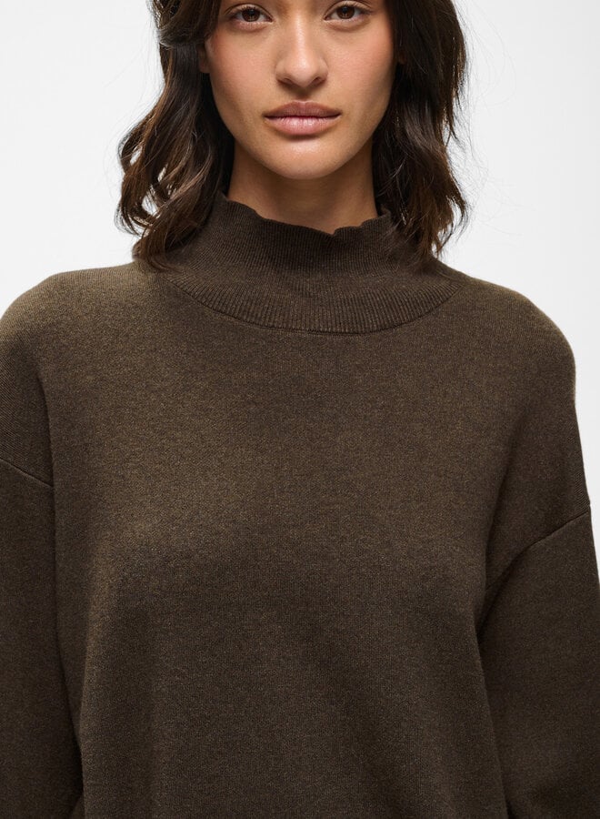 Tricot InWear Tilda à col montant en coton brun chocolat mélange