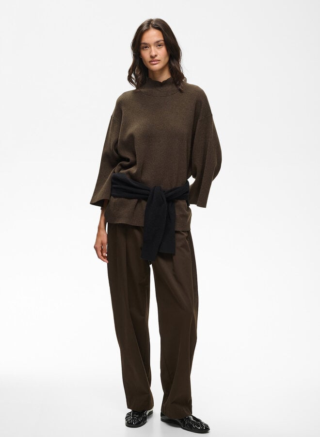 Tricot InWear Tilda à col montant en coton brun chocolat mélange