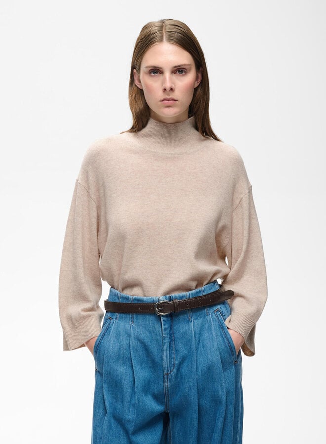 Tricot InWear Tally Monika  à col montant à manches 3/4 gris cendre mélange