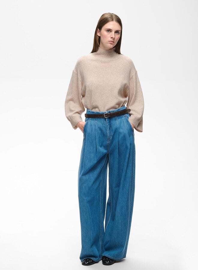 Tricot InWear Tally Monika  à col montant à manches 3/4 gris cendre mélange