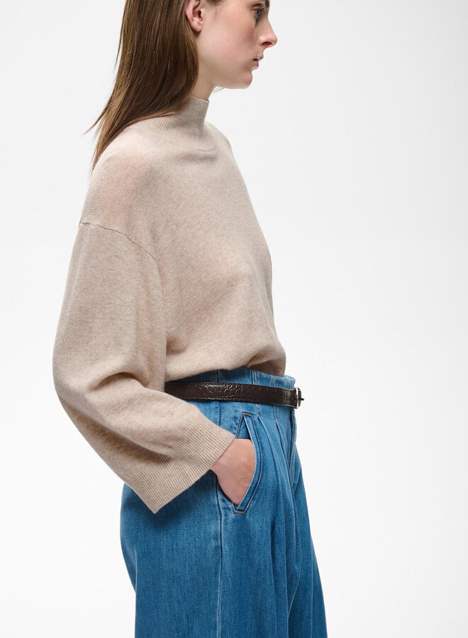 Tricot InWear Tally Monika  à col montant à manches 3/4 gris cendre mélange