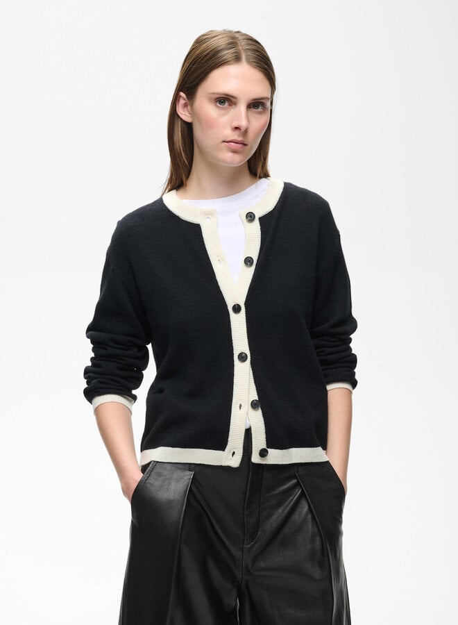 Cardigan InWear Tally Monika noir bordé écru