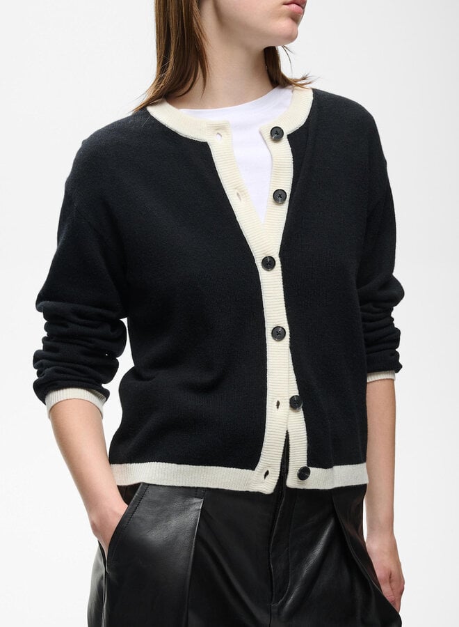 Cardigan InWear Tally Monika noir bordé écru