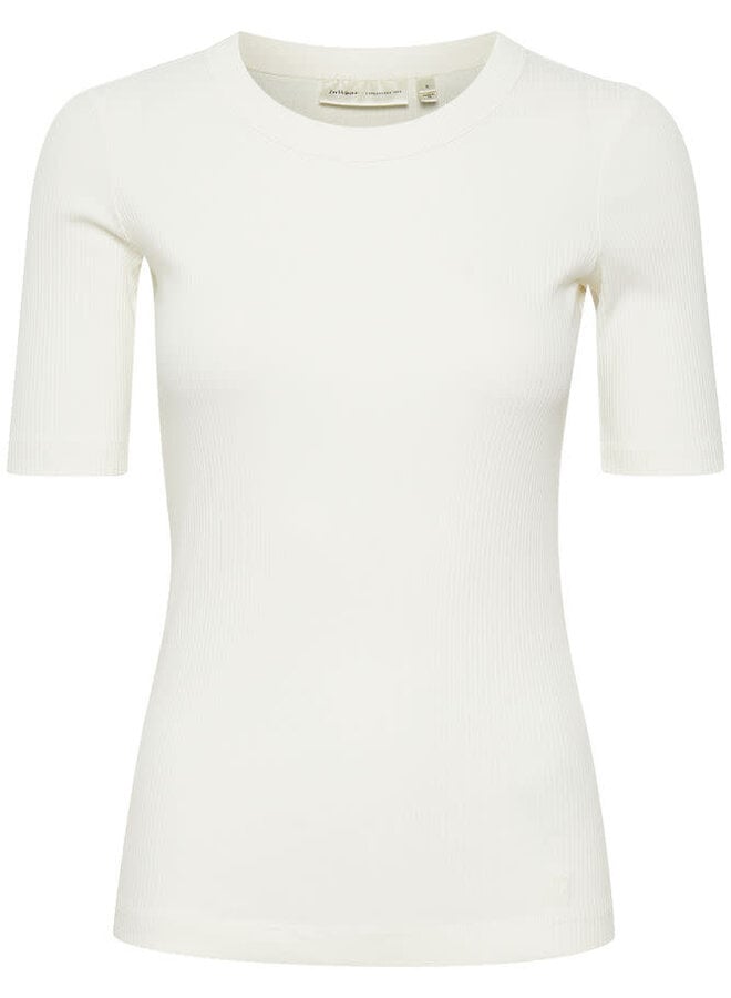 T-shirt InWear Dagna côtelé à manches aux coudes blanc cassé