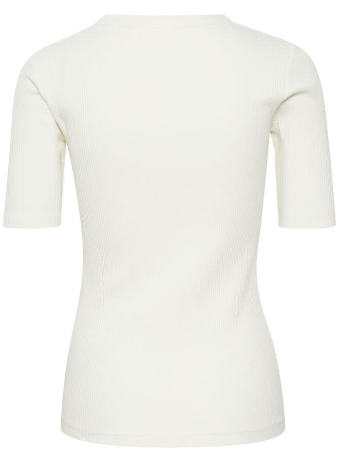 T-shirt InWear Dagna côtelé à manches aux coudes blanc cassé
