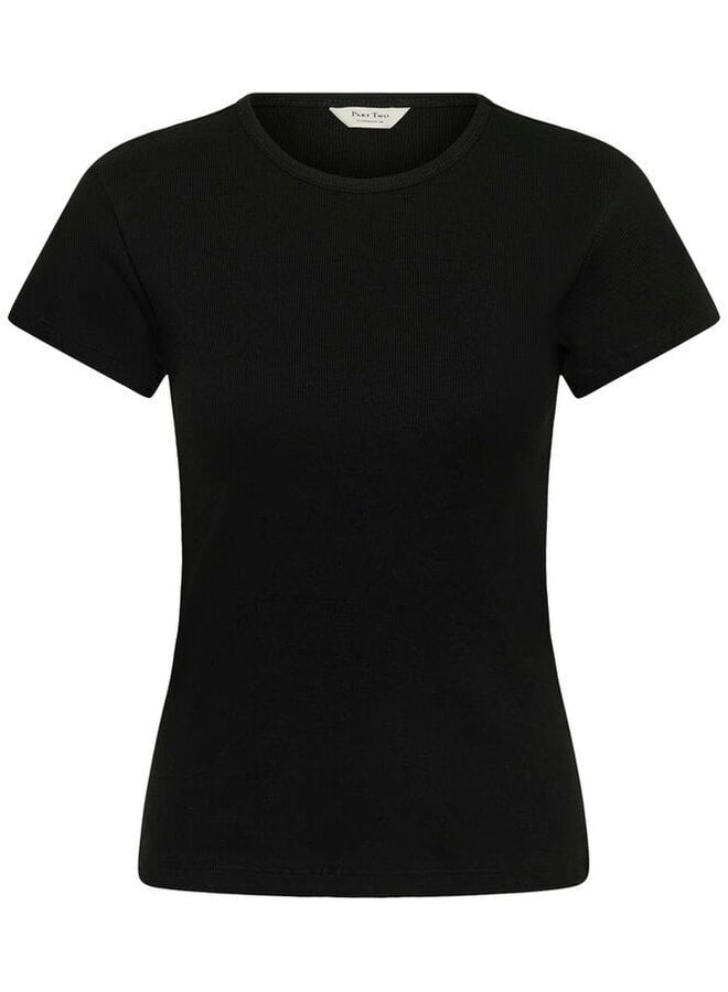 T-shirt Part Two Rochelle côtelé noir