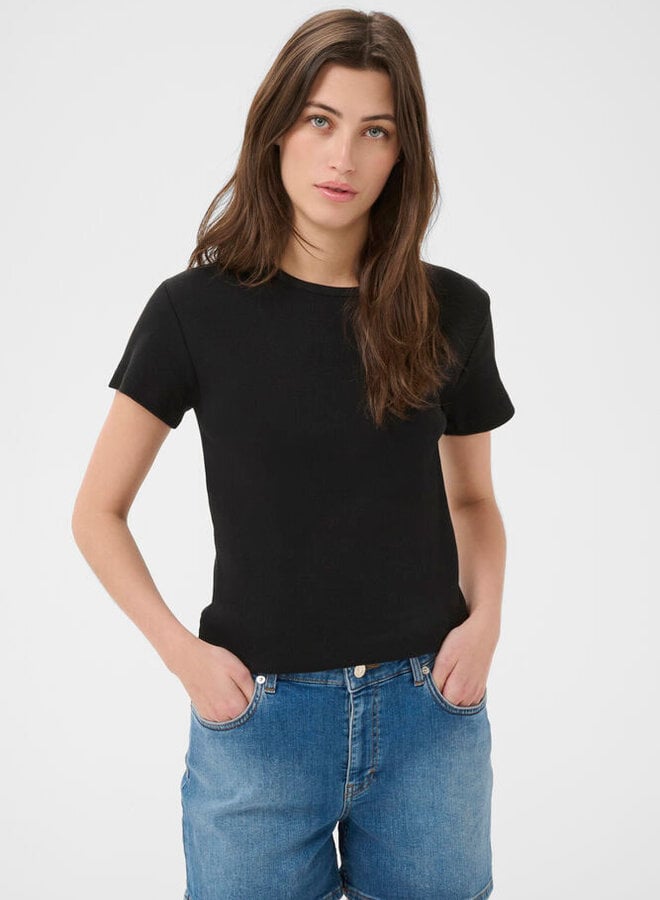 T-shirt Part Two Rochelle côtelé noir