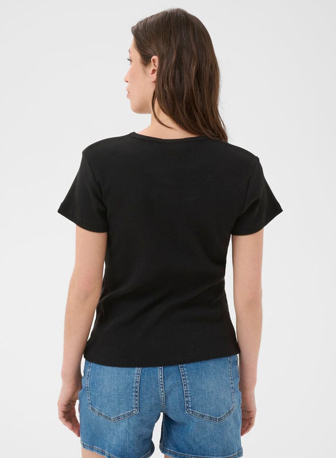 T-shirt Part Two Rochelle côtelé noir