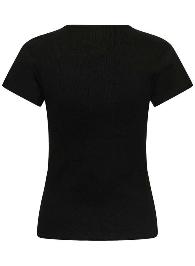 T-shirt Part Two Rochelle côtelé noir