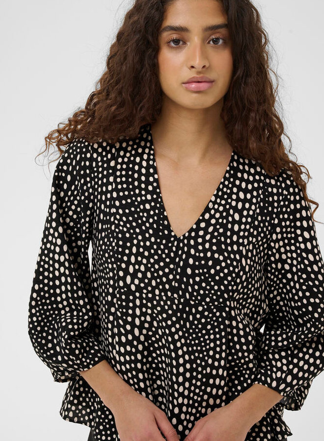 Blouse InWear Liberty noir à pois blanc