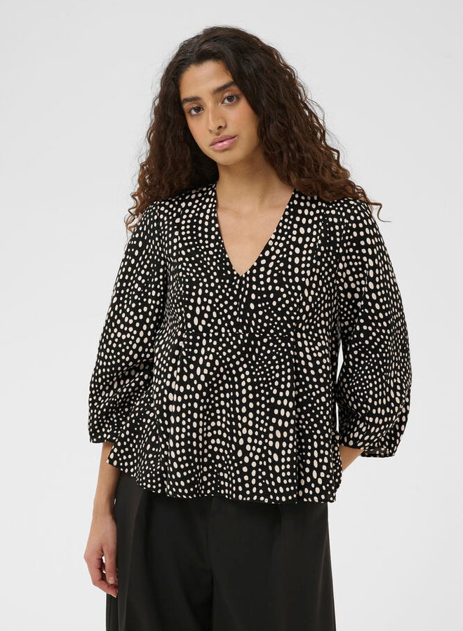 Blouse InWear Liberty noir à pois blanc