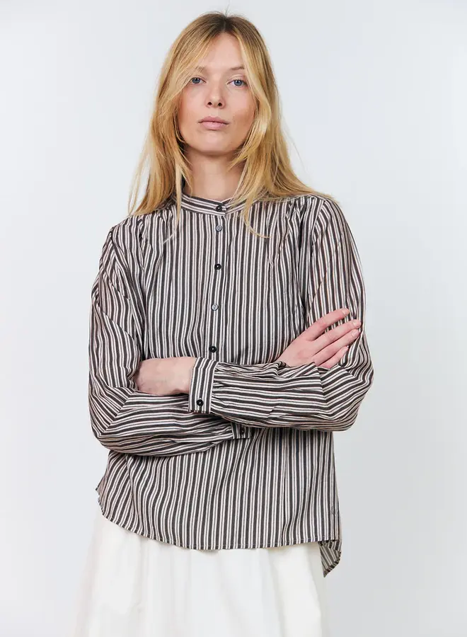 Blouse Lolly’s Laundry Lari rose rayée brune