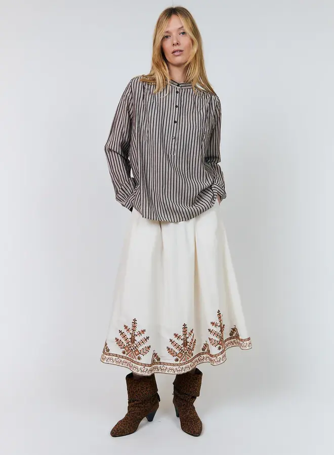 Blouse Lolly’s Laundry Lari rose rayée brune
