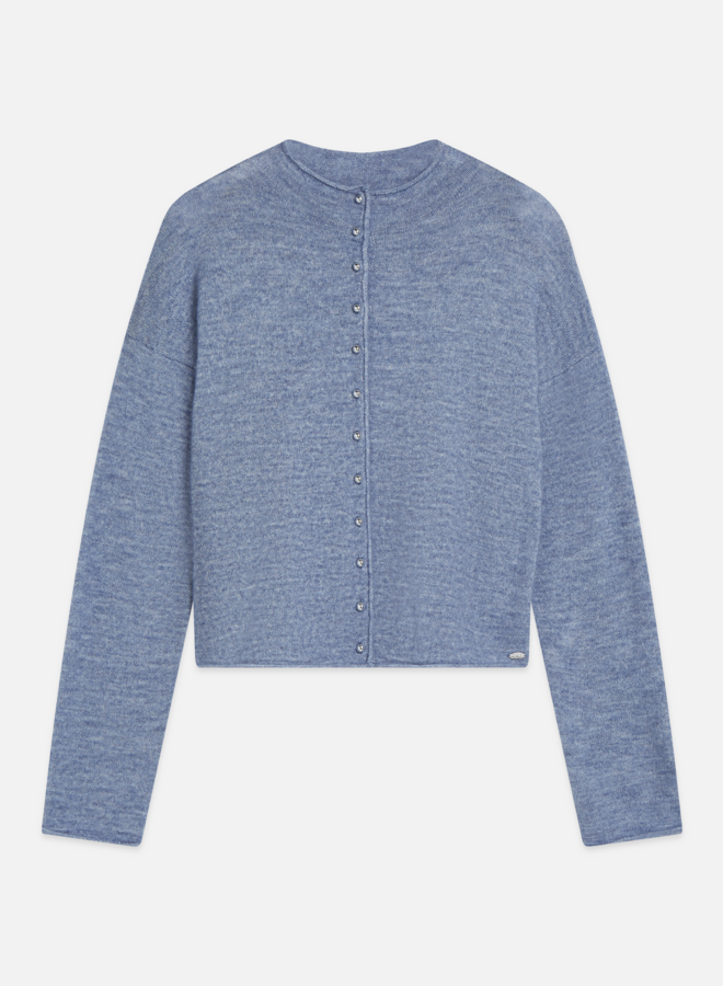 Cardigan Scotch & Soda à col montant boutonné bleu lilas mélange