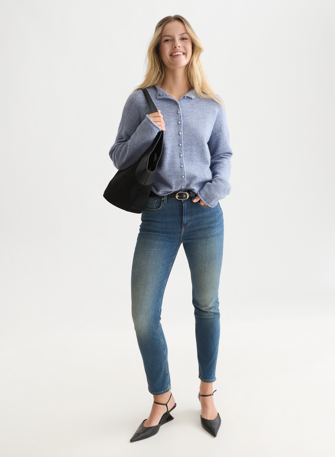 Cardigan Scotch & Soda à col montant boutonné bleu lilas mélange