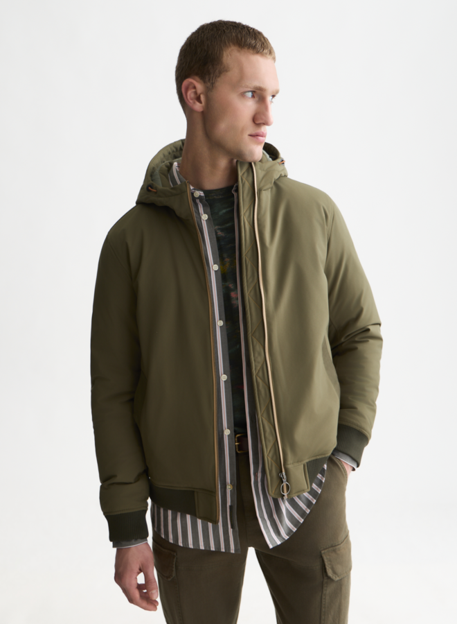 Manteau Scotch & Soda court à capuche vert khaki