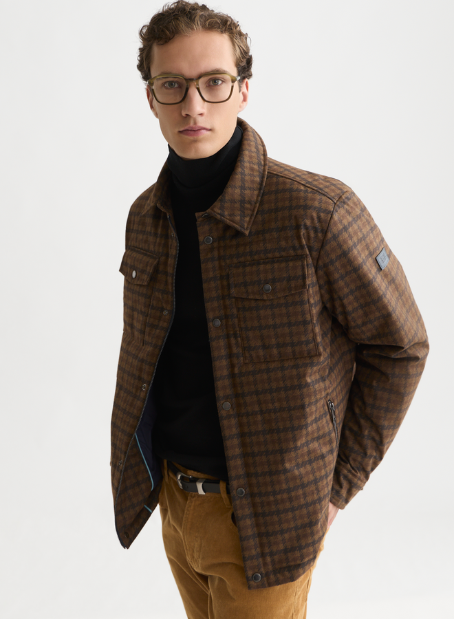 Manteau Scotch & Soda à col classique à carreaux bleu marine & brun rouille