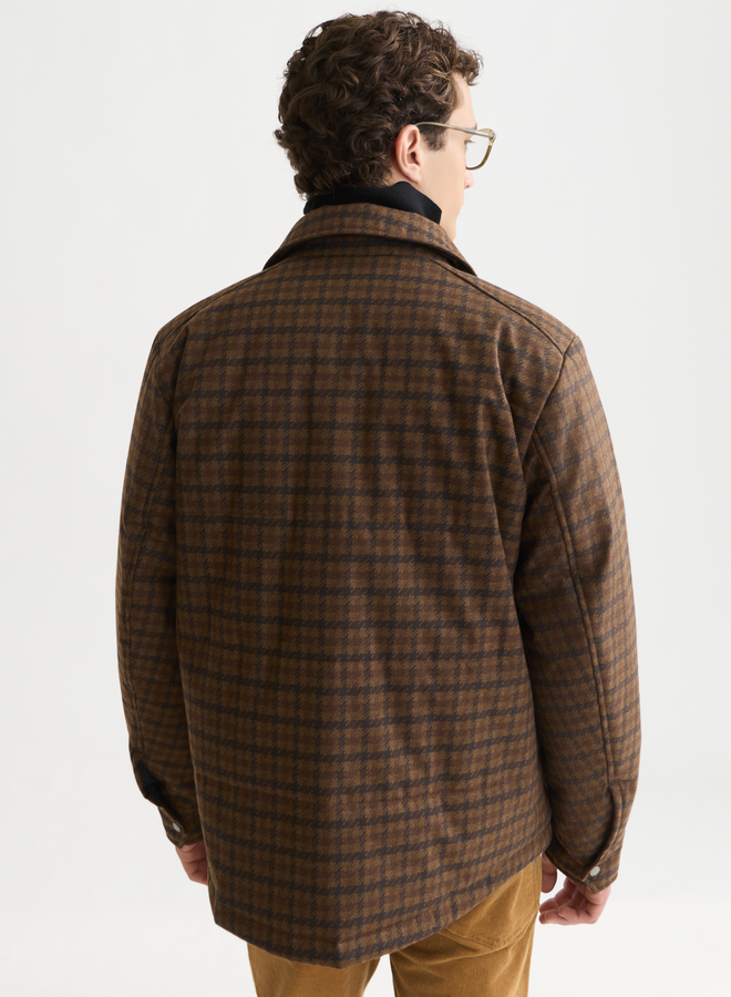 Manteau Scotch & Soda à col classique à carreaux bleu marine & brun rouille