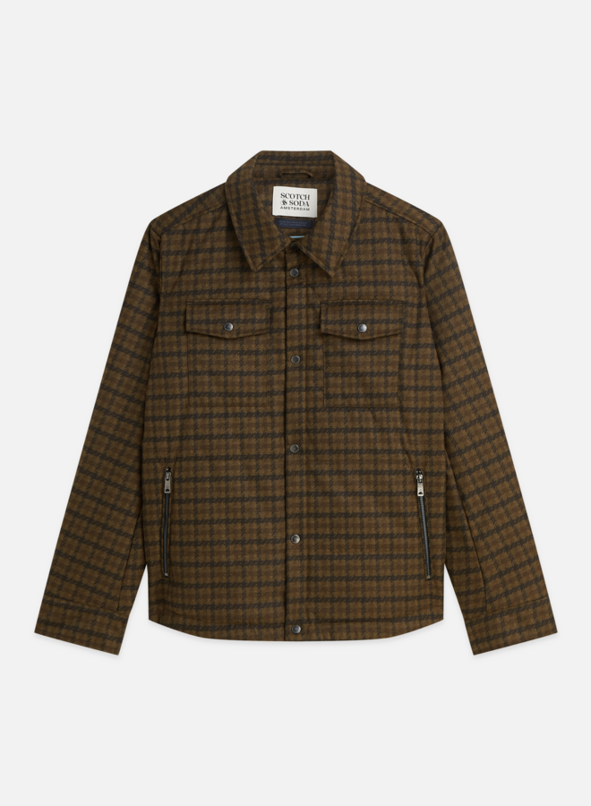 Manteau Scotch & Soda à col classique à carreaux bleu marine & brun rouille