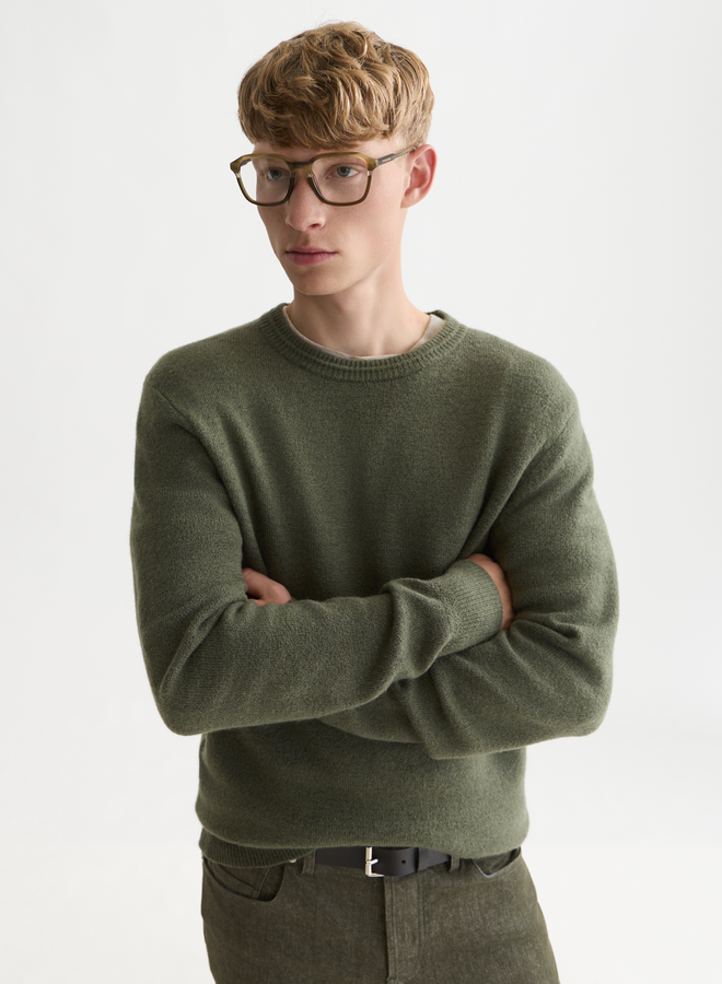 Tricot Scotch & Soda à col rond en lainage vert khaki