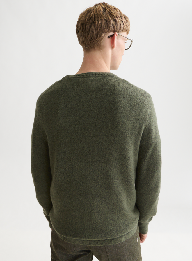 Tricot Scotch & Soda à col rond en lainage vert khaki