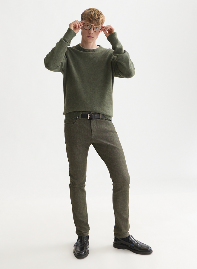 Tricot Scotch & Soda à col rond en lainage vert khaki