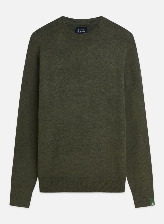 Tricot Scotch & Soda à col rond en lainage vert khaki