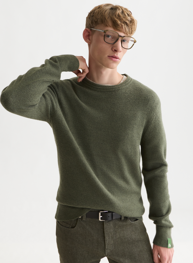 Tricot Scotch & Soda à col rond en lainage vert khaki