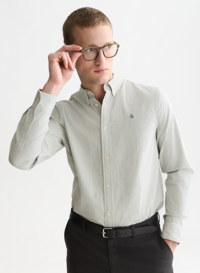 Chemise Scotch & Soda Oxford rayée vert khaki & blanche