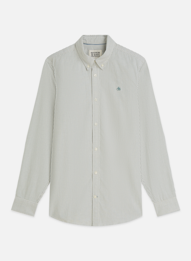 Chemise Scotch & Soda Oxford rayée vert khaki & blanche