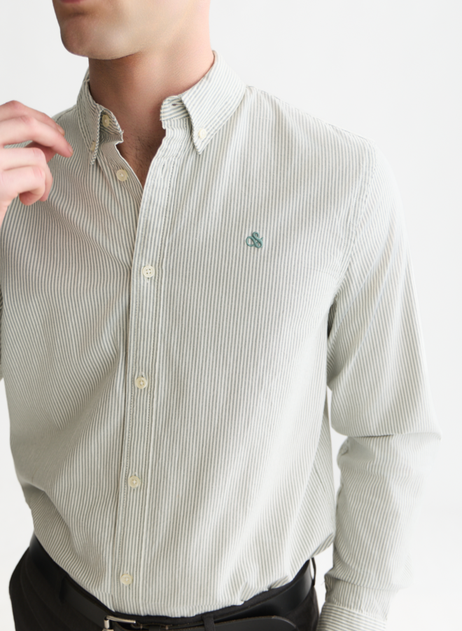 Chemise Scotch & Soda Oxford rayée vert khaki & blanche