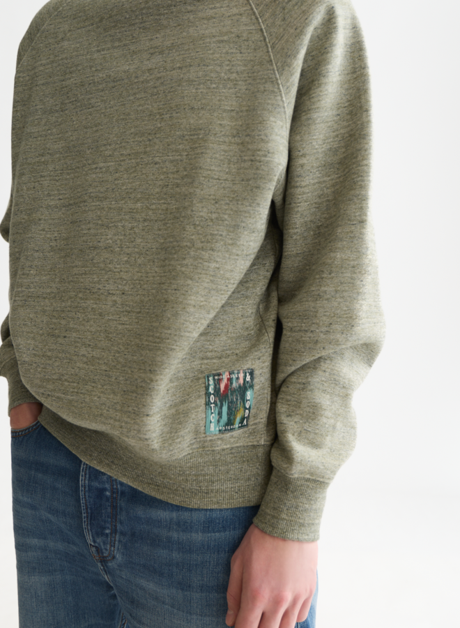 Chandail Scotch & Soda molletonné à manches raglans vert forêt chiné