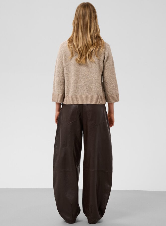 Cardigan Soaked Idalia à col rond boutonné brun noyer mélange
