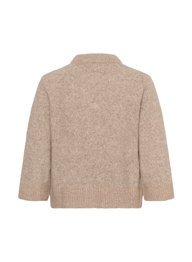 Cardigan Soaked Idalia à col rond boutonné brun noyer mélange