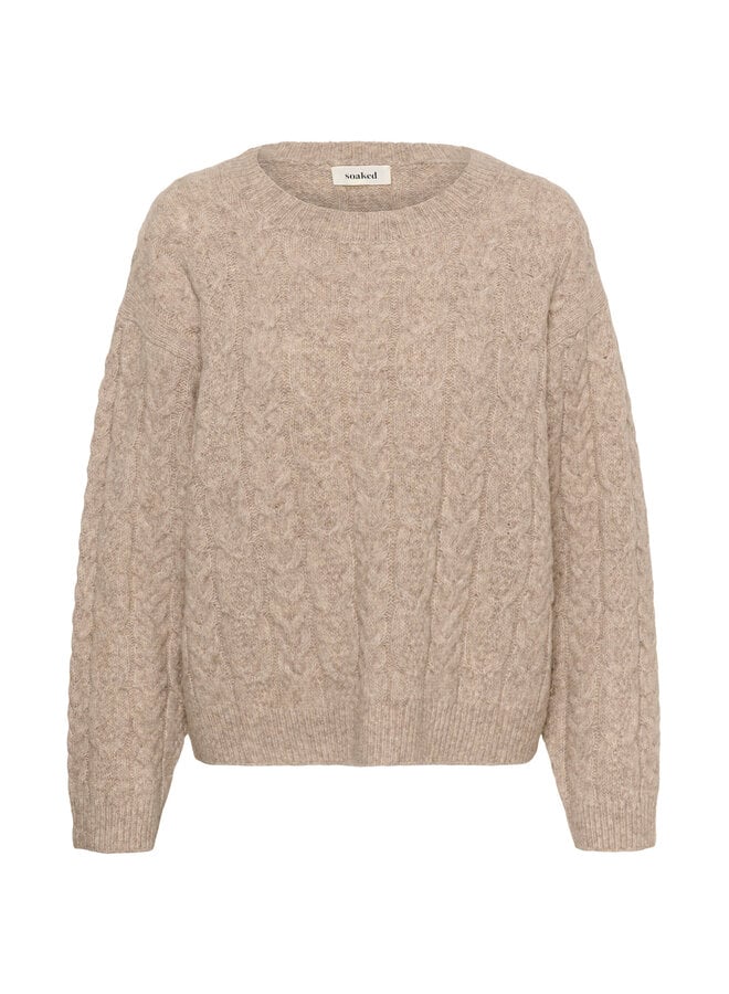 Tricot Soaked Idalia câblé brun noyer mélange