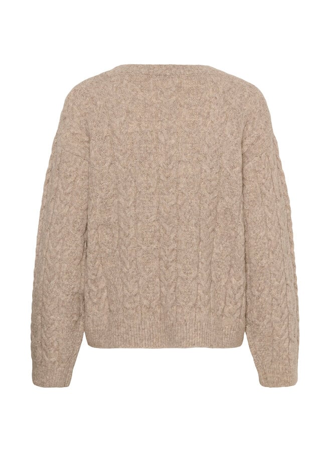 Tricot Soaked Idalia câblé brun noyer mélange