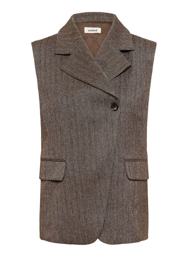 Veste Soaked Kango sans manches à chevrons brun ganache