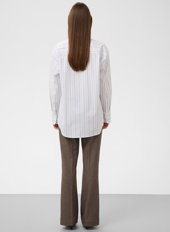 Chemise Soaked Noelle mi-longue blanche rayée bleu ciel