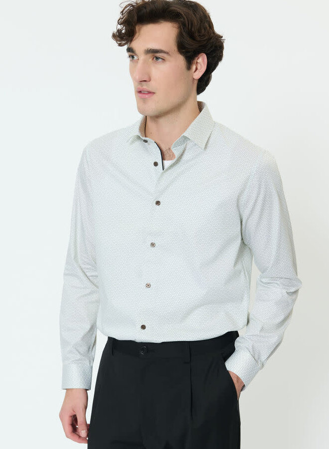 Chemise Matinique Trostol blanche imprimée ronds verts