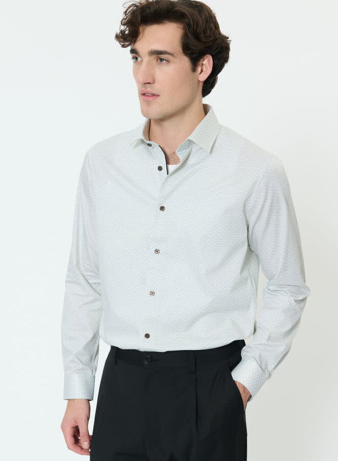 Chemise Matinique Trostol blanche imprimée ronds verts