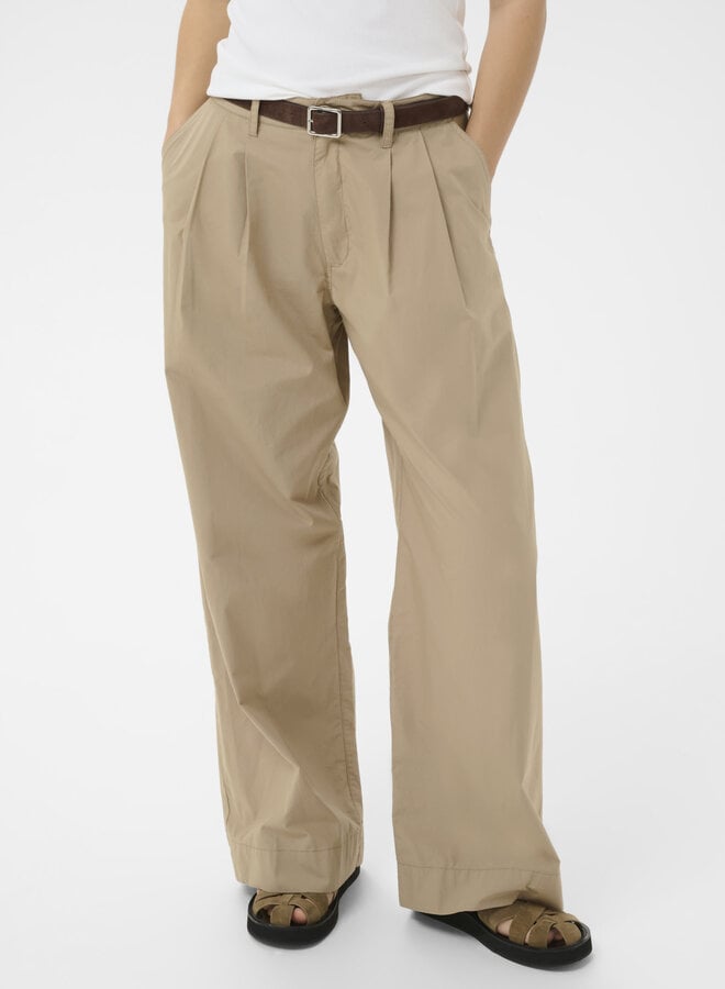 Pantalon Part Two Amaja à plis beige vison argenté