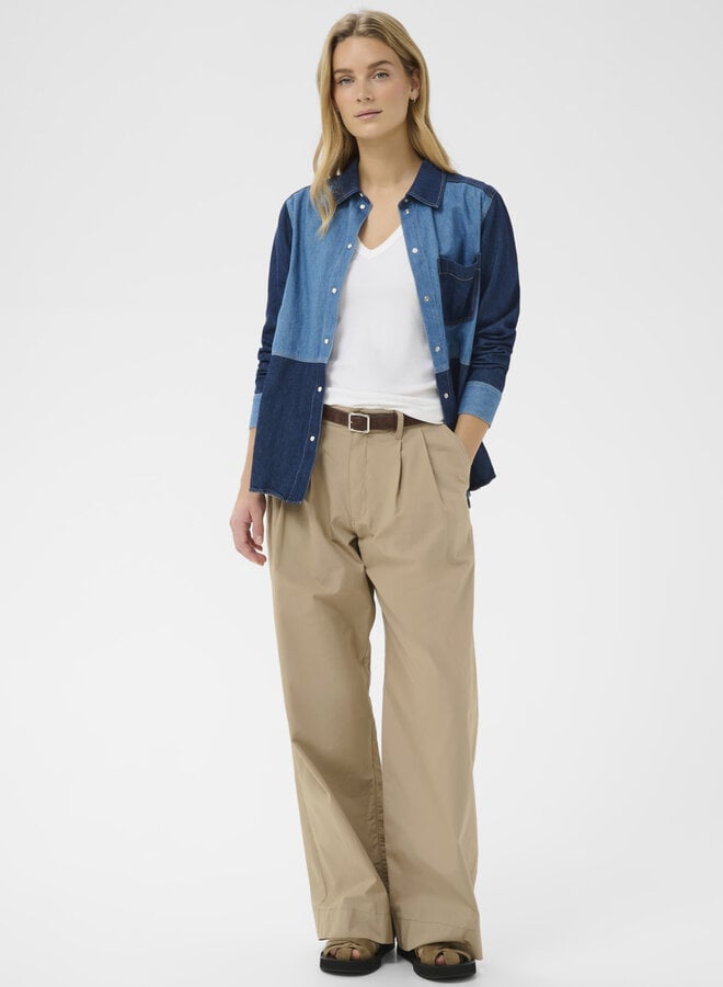 Pantalon Part Two Amaja à plis beige vison argenté