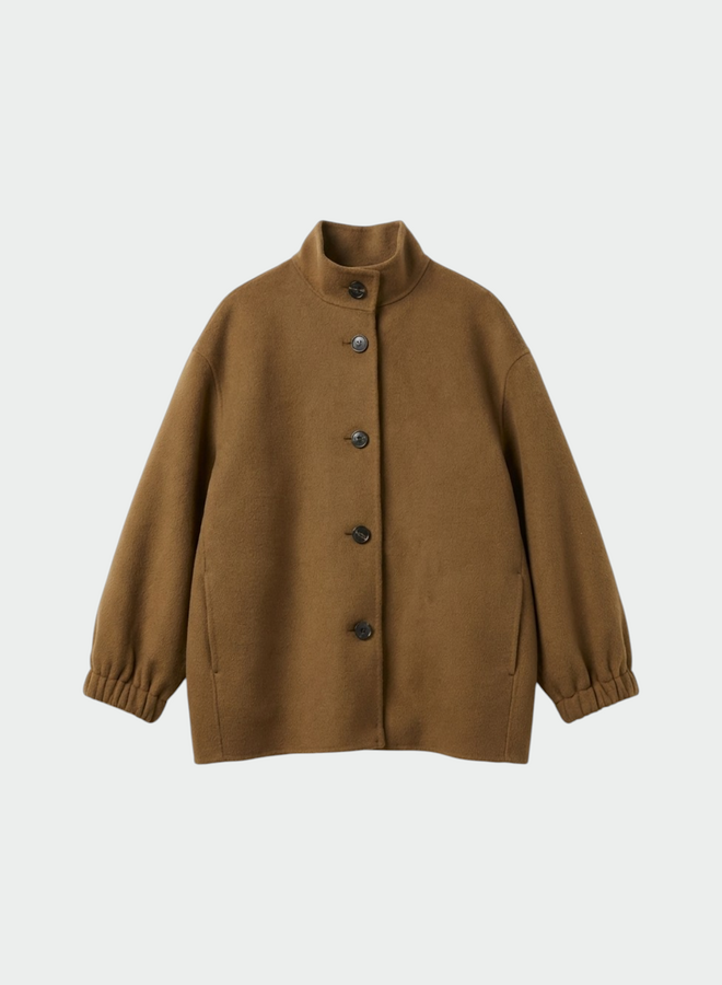 Manteau Indi & Cold à col montant beige camel