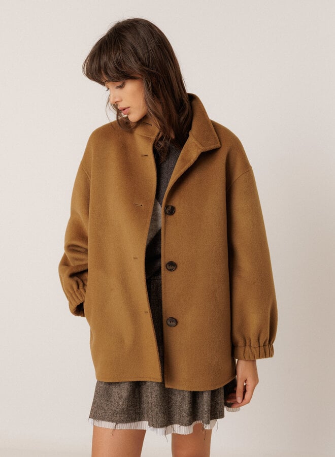 Manteau Indi & Cold à col montant beige camel