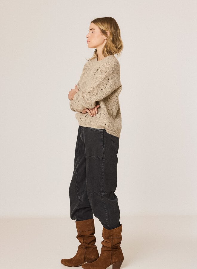 Tricot Indi & Cold à maille pointelle beige pierre