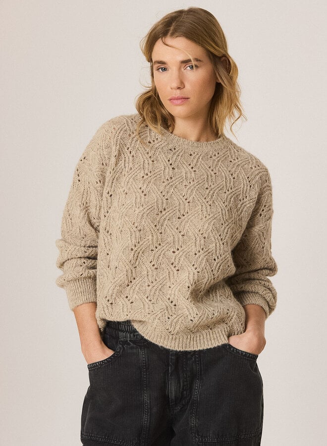 Tricot Indi & Cold à maille pointelle beige pierre