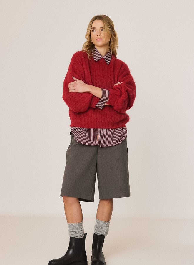 Tricot Indi & Cold en mélange de mohair rouge